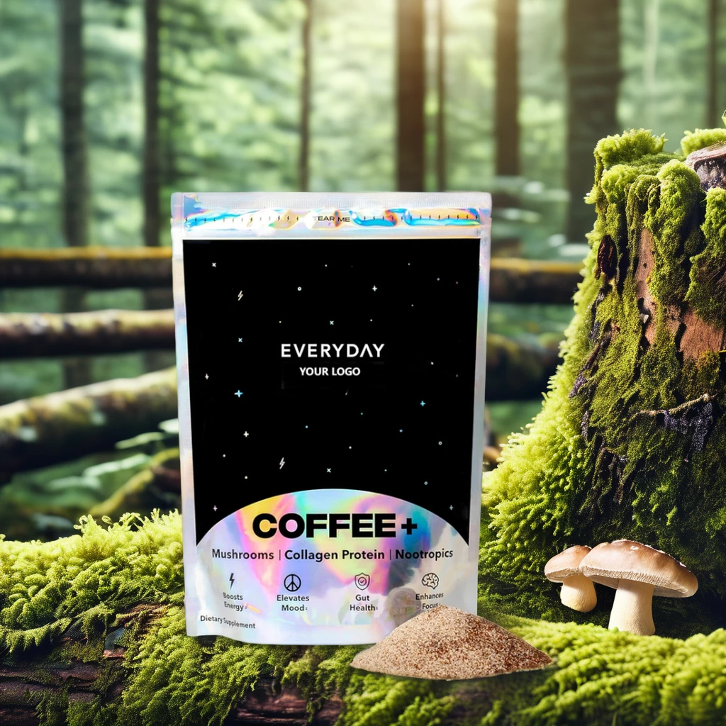 Грибной кофе с коллагеном Chaga Lions Mane L-Theanine для лучшей фокусировки энергии пищеварения и иммунитета грибной кофе