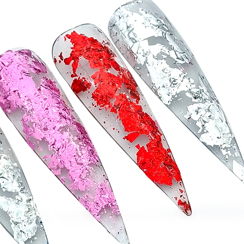 12 Grid colorful aluminum foils nail gold silver foil paper Sequins Nail Art Decoration Glitter Diy Nail