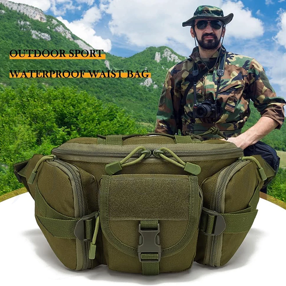 Outdoor Riding Waterproof Fanny Pack Camouflage Multifunctional Tactical Fanny Pack for Men Hiking Fanny Pack Chest Bag