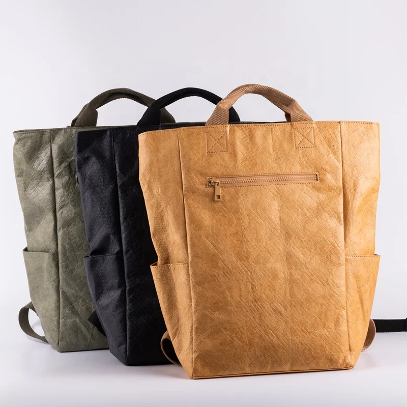 Wholesale Black Women Casual Travel Portable Washable Tyvek Paper Schoolbag Outdoor Waterproof Dupont Backpack