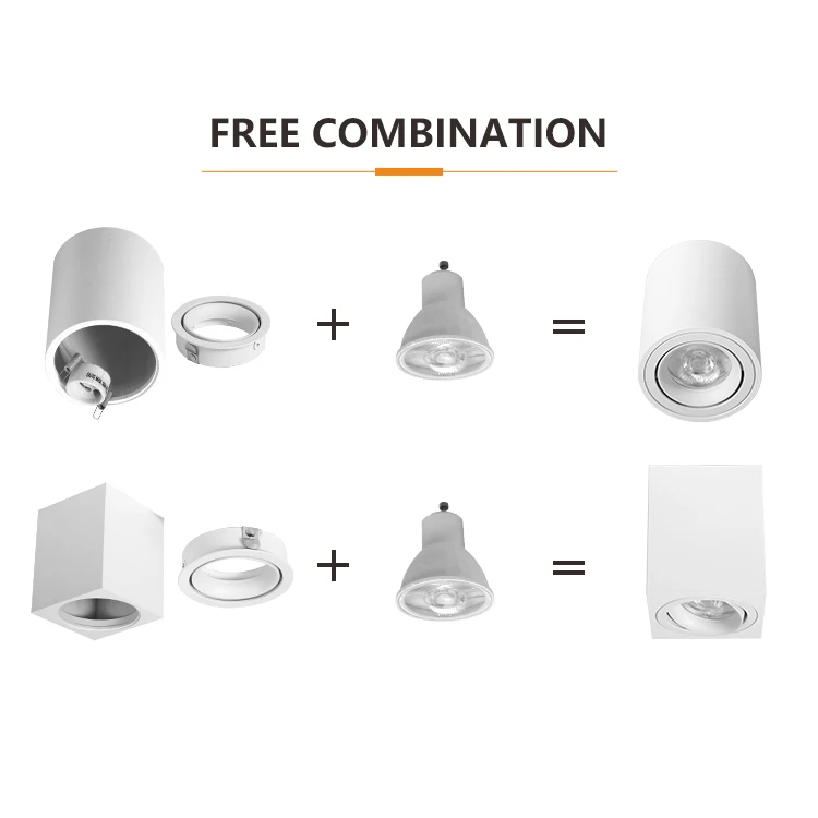 Commercial Lamp Spot Light Square Aluminum Surface Mounted  MR16 GU10 LED Spotlight