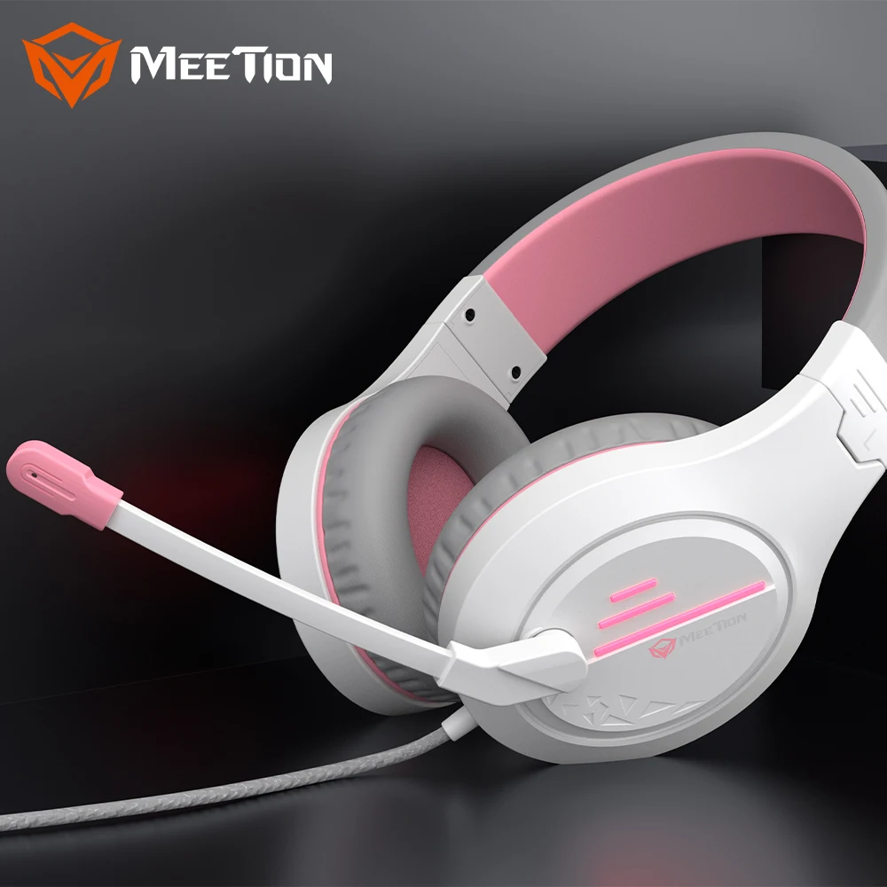 Meetion MT-HP021 with Microphone High Quality Gaming Professional Headset Black Orange White Pink LED Headphones Wired Dynamic