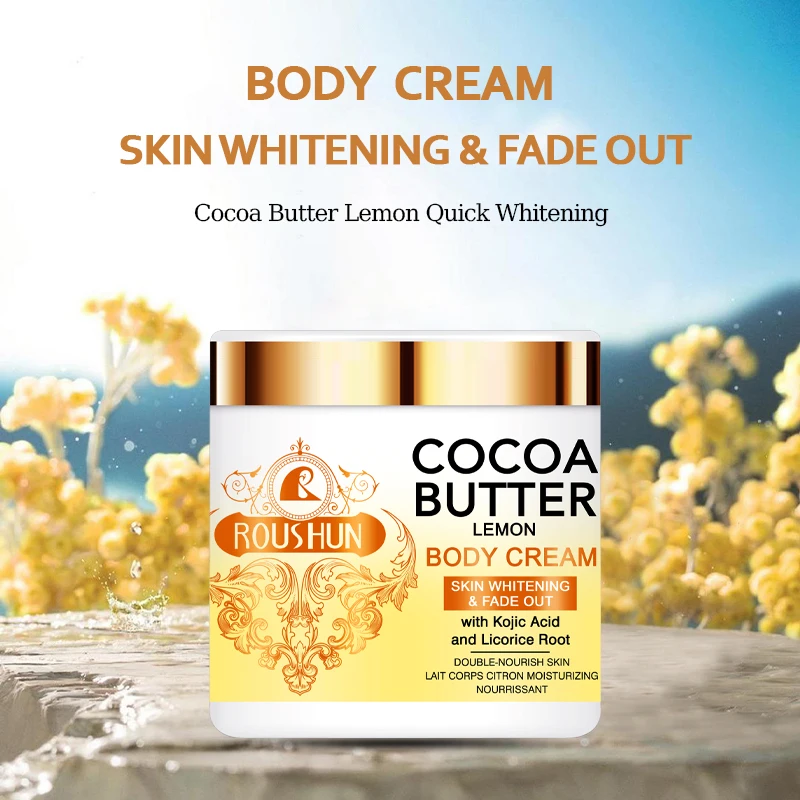 ROUSHUN Cocoa Butter body cream cocoa butter and lemon body lotion whitening hand and body cream with kojic acid