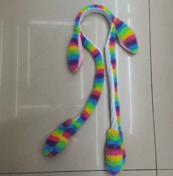 Factory Wholesale Soft Plush Toys Bunny Hat Color Led Light Toys Warm Winter Hat For Holiday