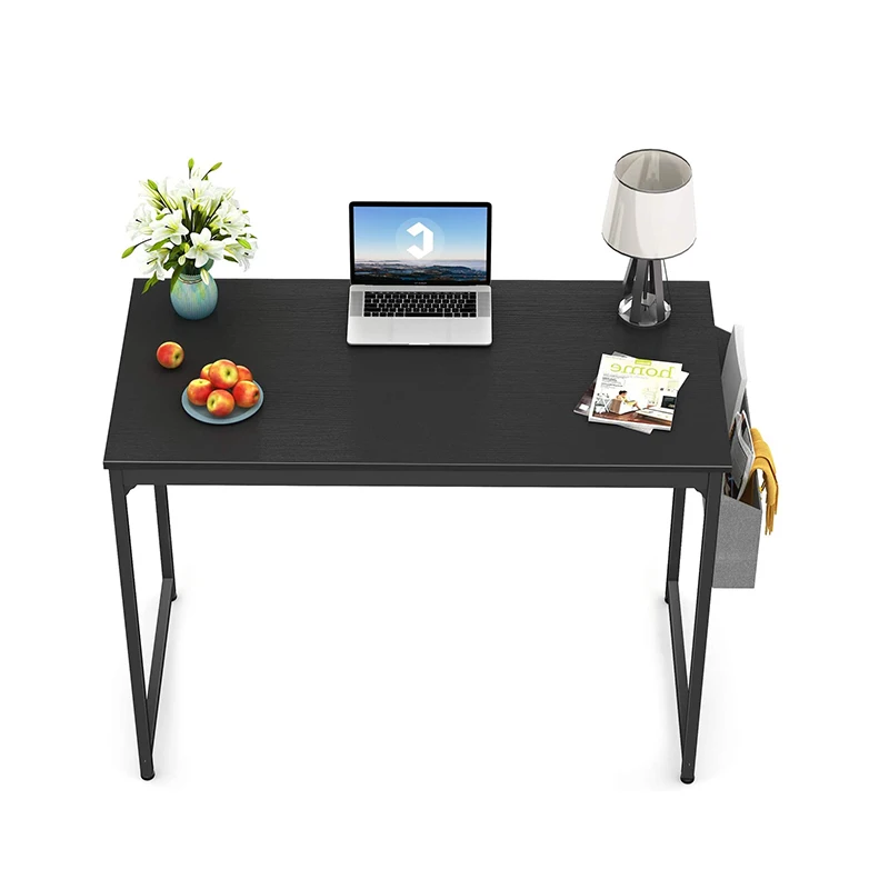 White Wood Low Price Simple Steel Legs Computer Desk For Home Office Bedroom