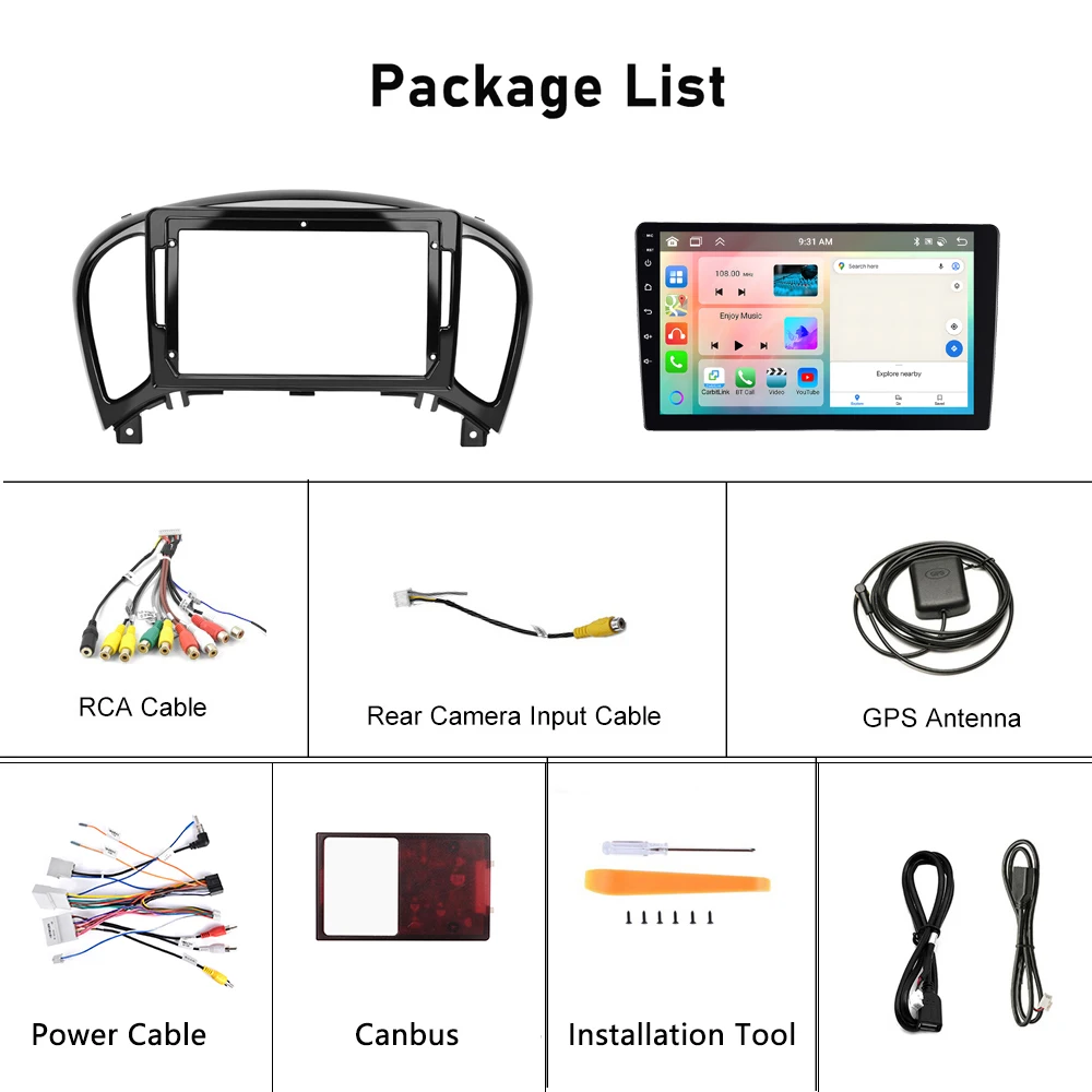 Podofo Android Car Stereo 4+64G 9' Carplay Android Auto For Nissan Infiniti ESQ/Nissan JUKE 2014 IPS DSP GPS RDS WIFI Wholesale