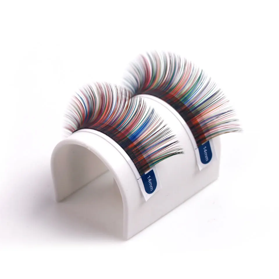 Mix Color Eyelash Extension 0.10mm C/D Curl 8-15mm Individual Color Eyelashes False Mink Cluster Rainbow Eye Lash