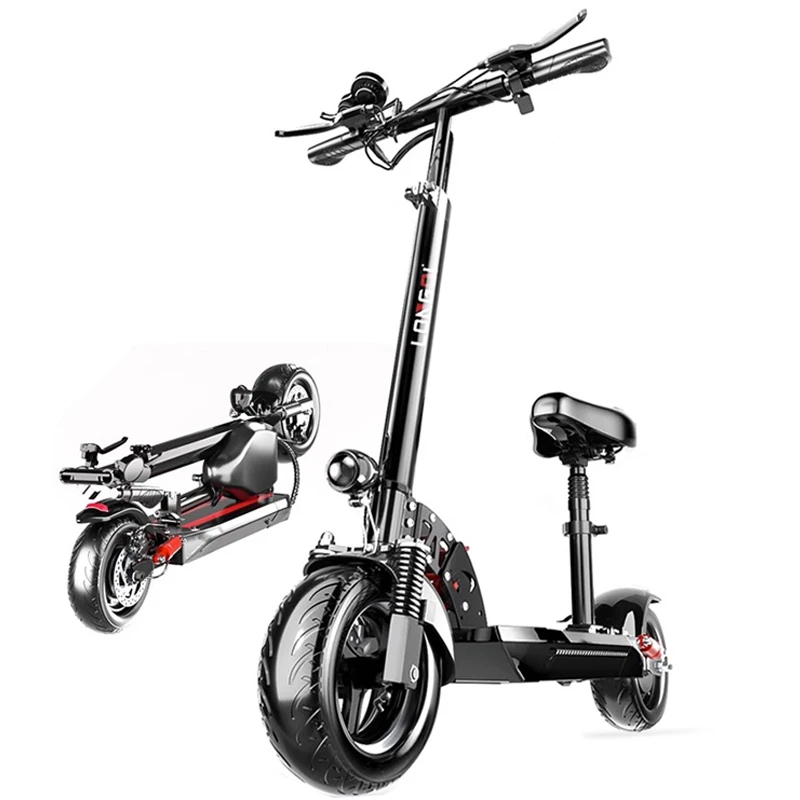 48V 10A 10Inch foldable electric scooter with seat Off-road Two-wheel Powerful Scooter New Design disc brake Drop Shipping