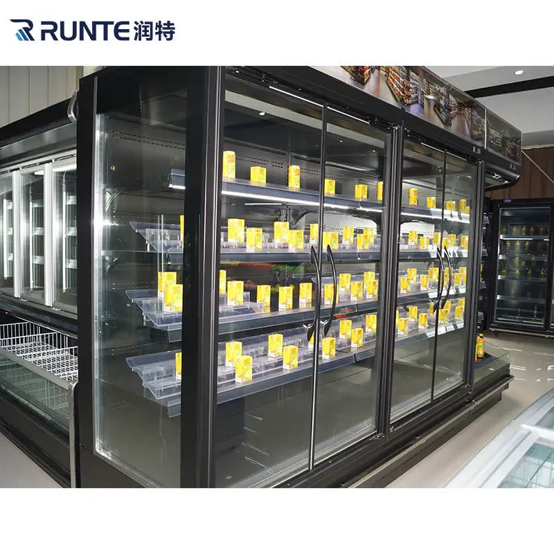 supermarket Display Refrigerator upright Freezer Double glass door Beverage drinks beer fridge display