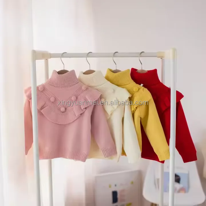 Solid Unisex Chunky Kids Children Knitwear Sweater Knitting Newborn Baby Sweater For Boys And Girls