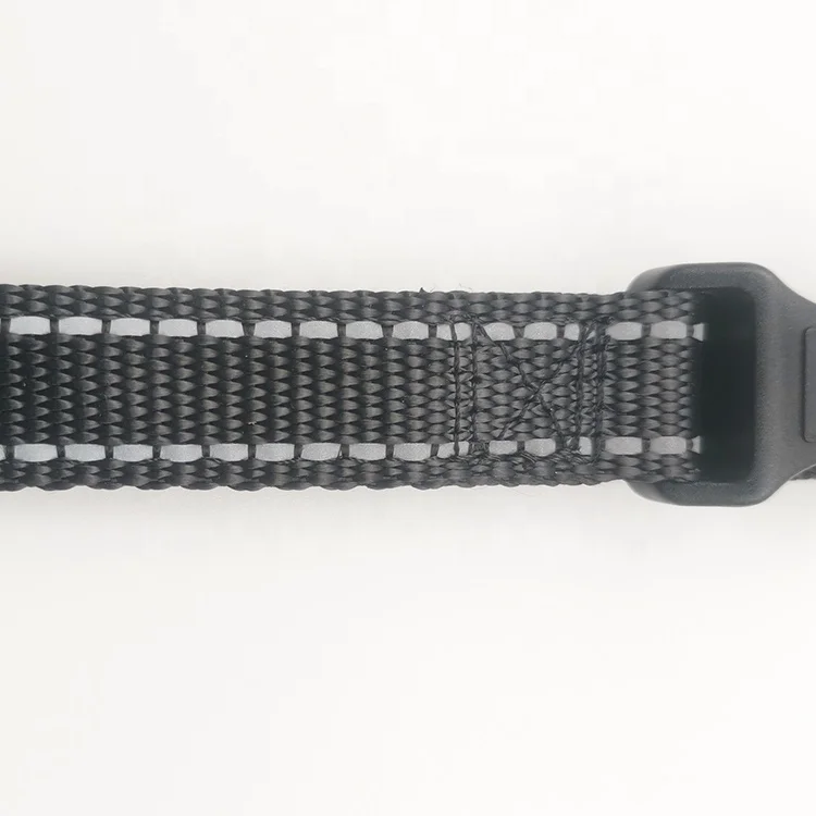 O Ring Design Reflective Adjustable Black Nylon Webbing Dog Collar with Soft Neoprene Padding