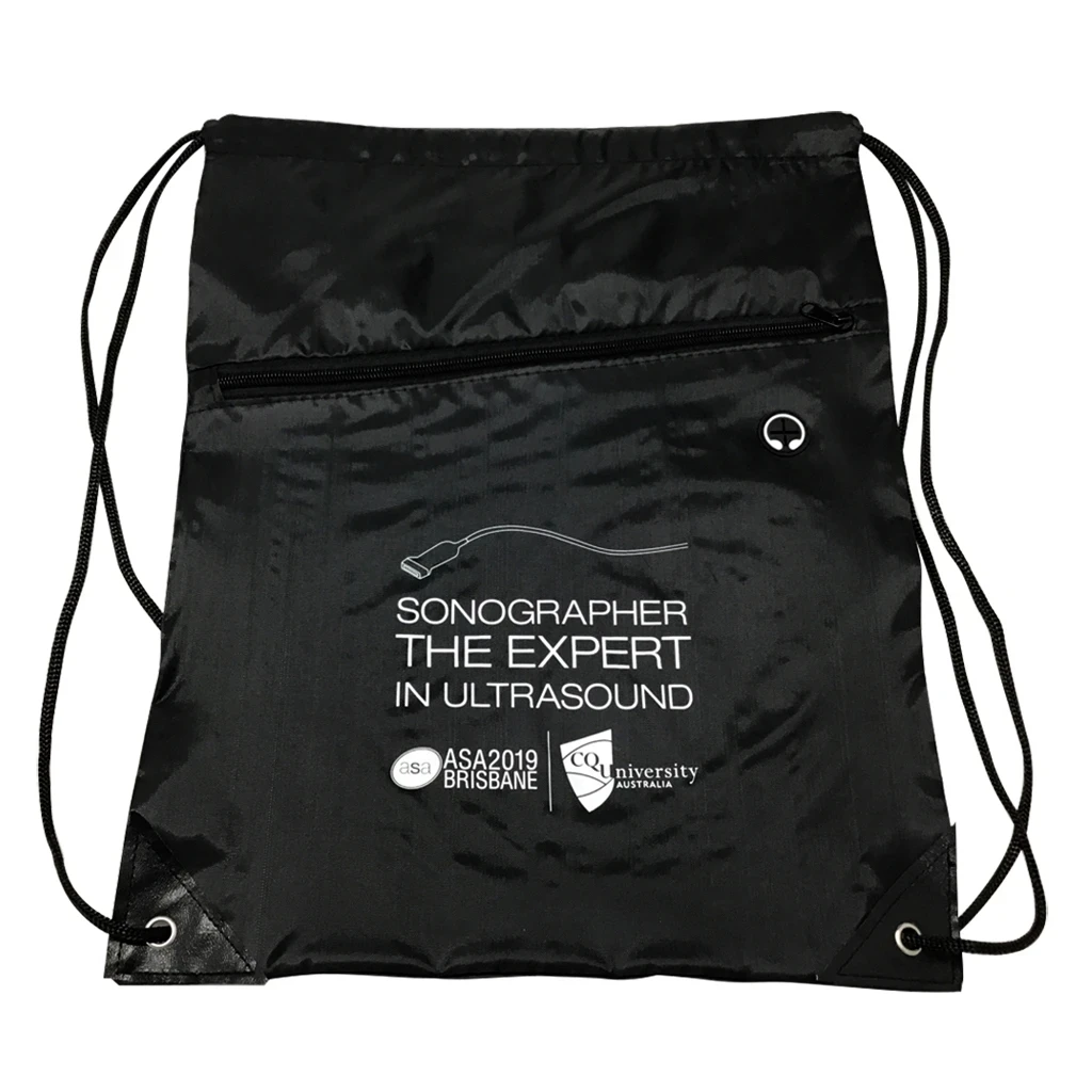 Wholesale Promotion Polyester Zipper Drawstring Bag with Earphone Front Pocket For Gym Sports