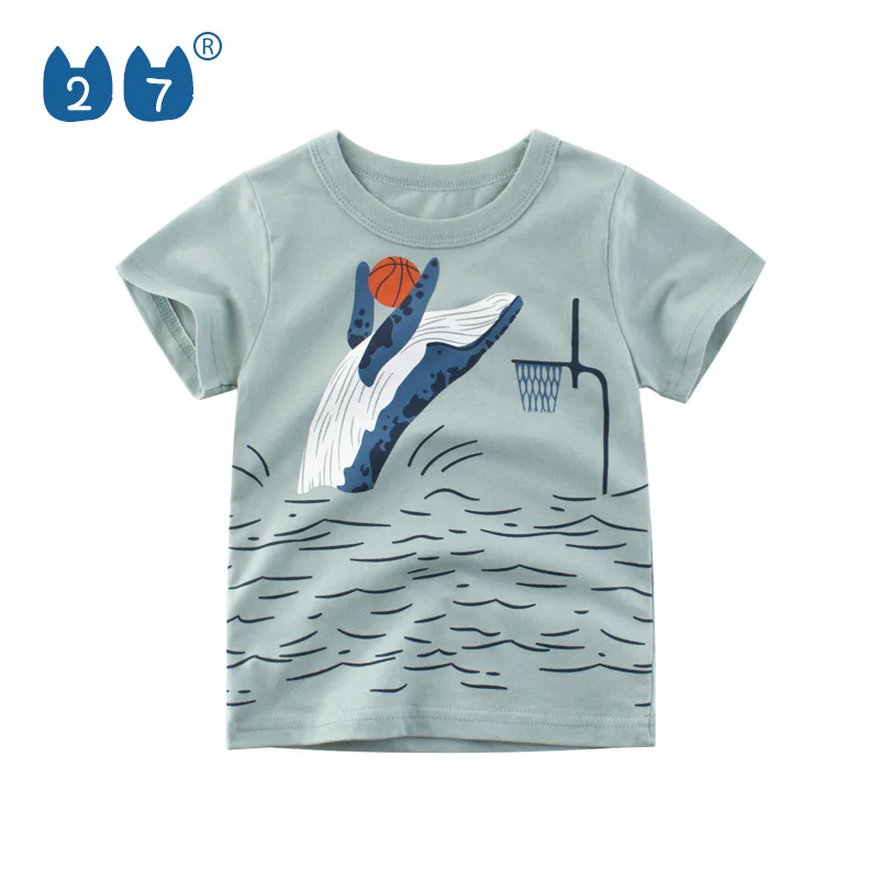 Новинка; модная детская одежда; зеленая хлопковая Повседневная футболка с принтом для мальчиков