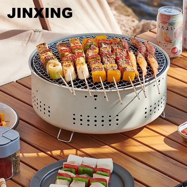 Charcoal BBQ Grill Portable Camping Stove Mini Portable Charcoal BBQ Oven for Outdoor Camping Garden Tea Cooking