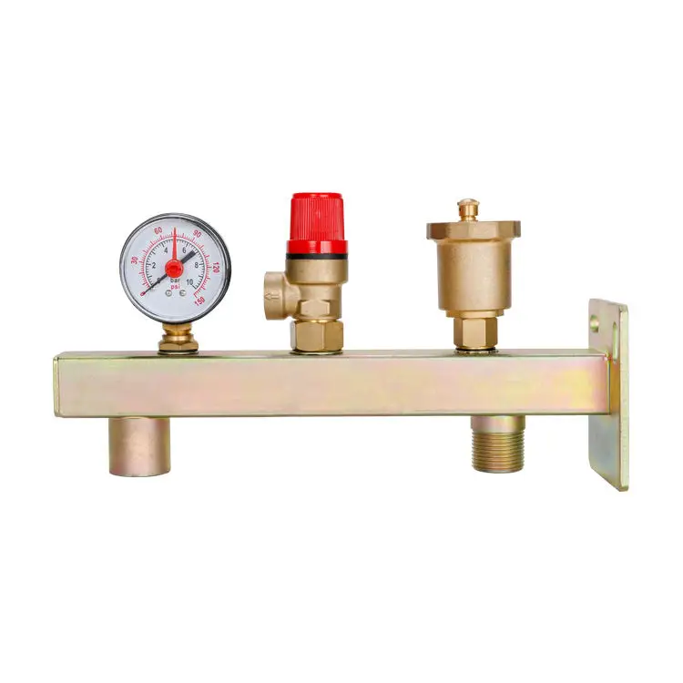 Wholesale Price Boiler Parts With Brass Safety Valve And Air Vent Valve With Gauge