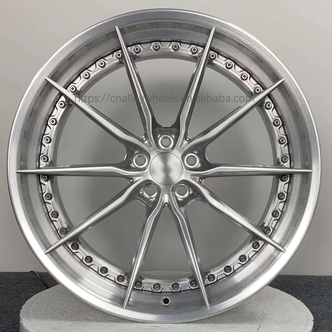 Custom 10-Spoke Silver Racing Alloy Wheels Rims 17-21 Inch 5x114.3 5x120 120mm PCD brushed  Finish 40mm/25mm/50mm ET