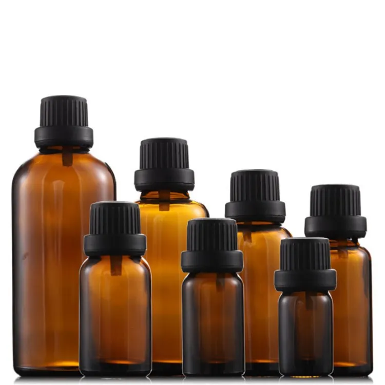 Amber Brown 15ml 20ml 30ml 50ml 100ml 5ml 10ml Glass Essential Oil Bottle   with cap