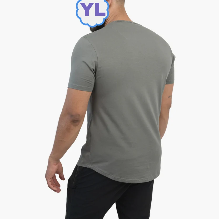 Custom Manufacturer Pima Cotton Curve Hem T Shirt Cotton Spandex Slim Fit Sports Wear Short Sleeve T Shirt Guangzhou Plain Tee