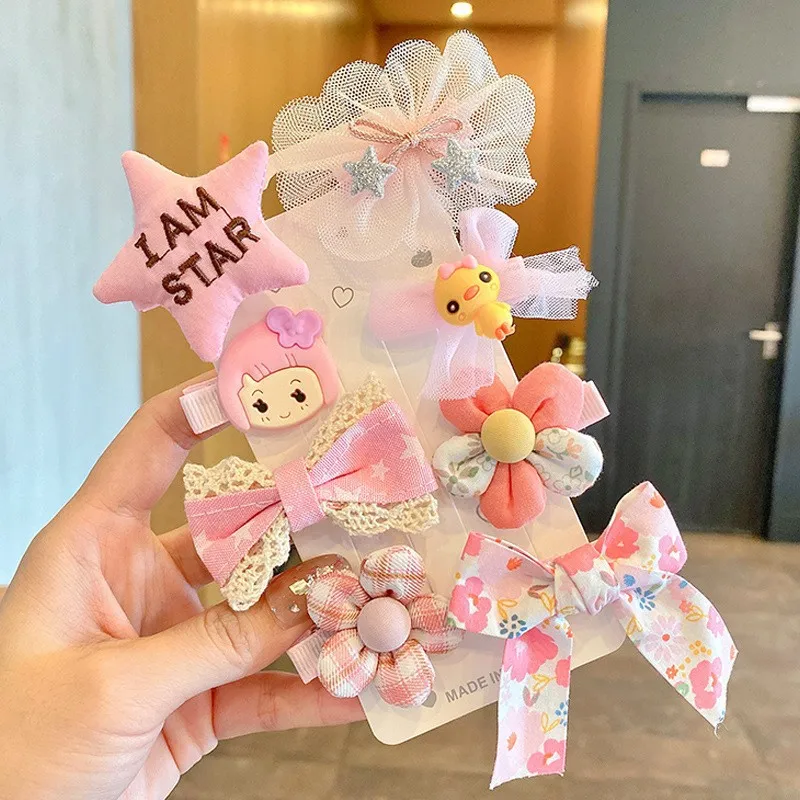 Wholesale  Kids Cute Princess Hair Accessories Hairpin Baby Girl Bow Hairpin Side Clip Plush Hairpin Set