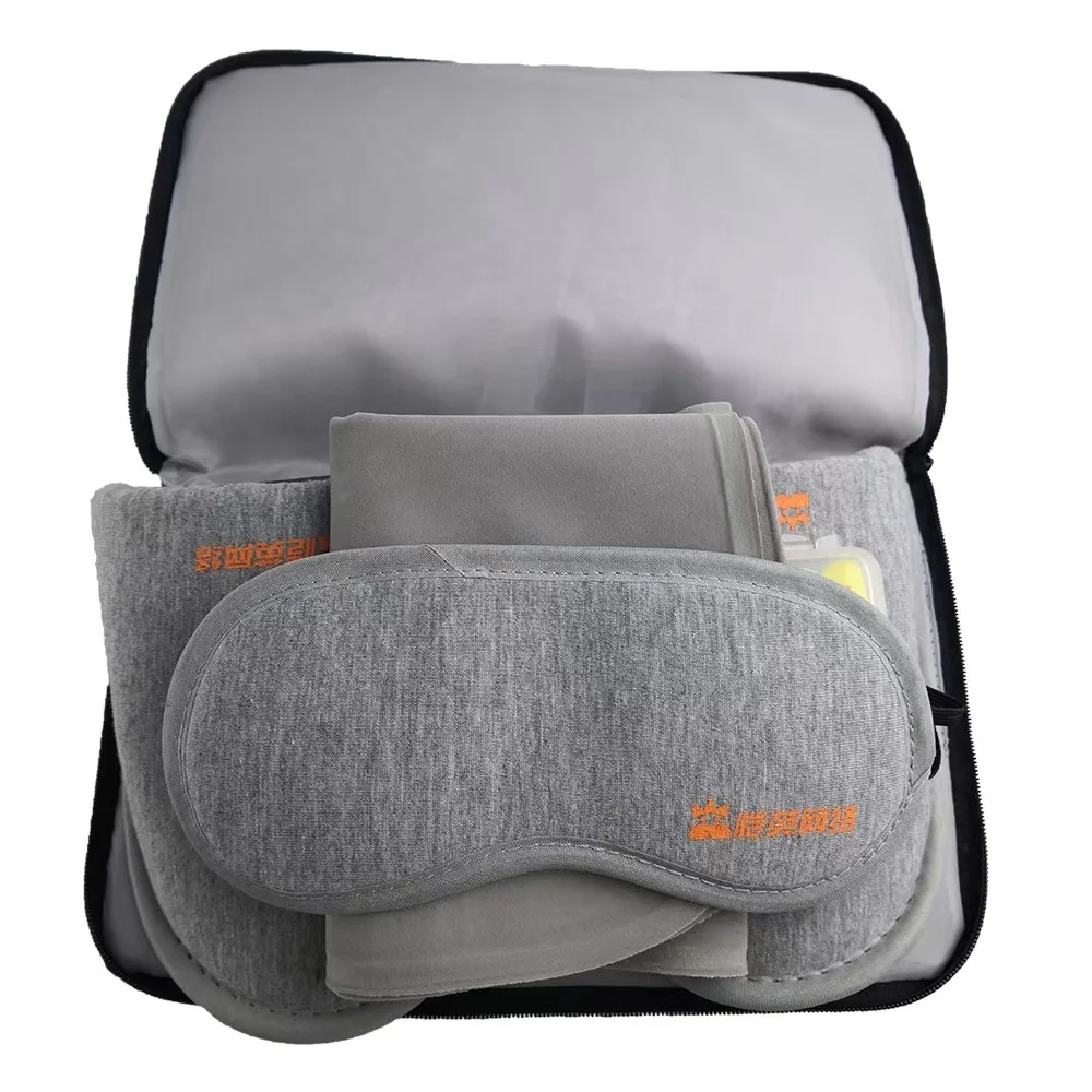 New Airplane Travel Set Inflatable Pillow Airline Kit With Neck Support Slippers Ear Plugs