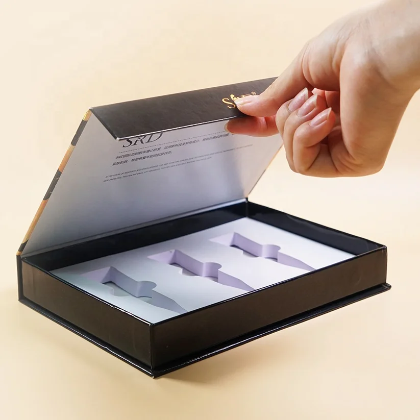 Factory custom luxury flip top cardboard black paper Magnetic gift box packaging with EVA Foam Insert