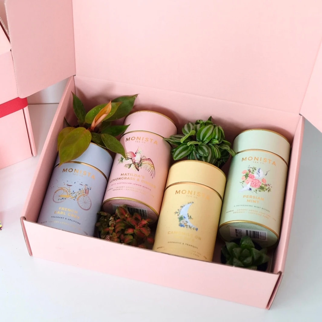 Custom Printing Biodegradable Cylinder Paper Premium Tea Canister Bags Gift Tube Box Packaging for Loose Tea