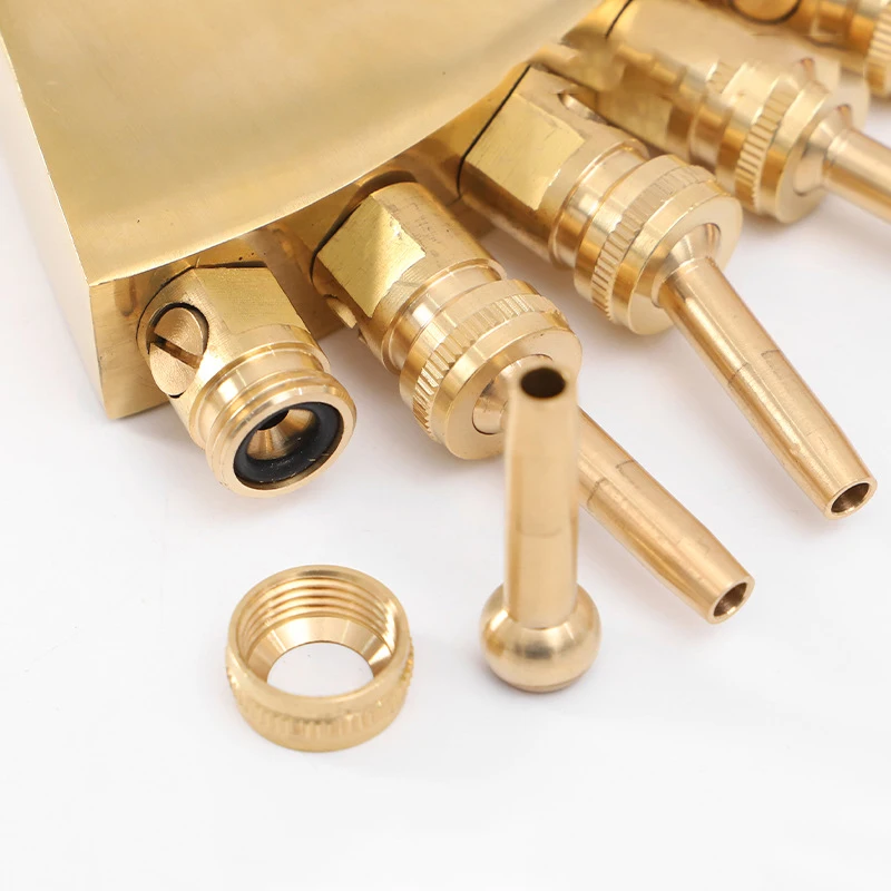 1 Inch Adjustable Brass Phoenix Tail Scattering Fountain Spray Head Small Nozzles with Valve Garden Landscape Sprinklers
