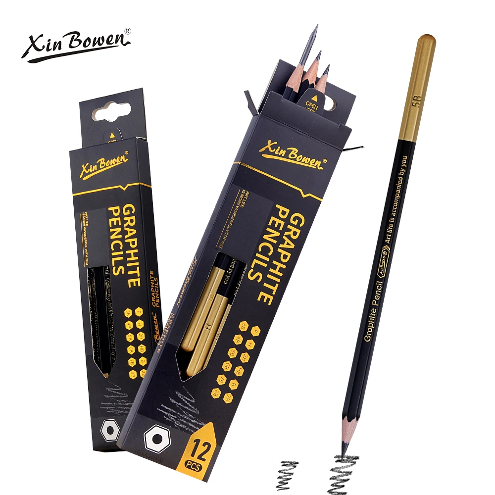 Xin Bowen Artist Sketch Pencil Set Wholesale Price Drawing Tools Set Hexagonal Round Triangle Pencil Wood Handle Graphite Pen