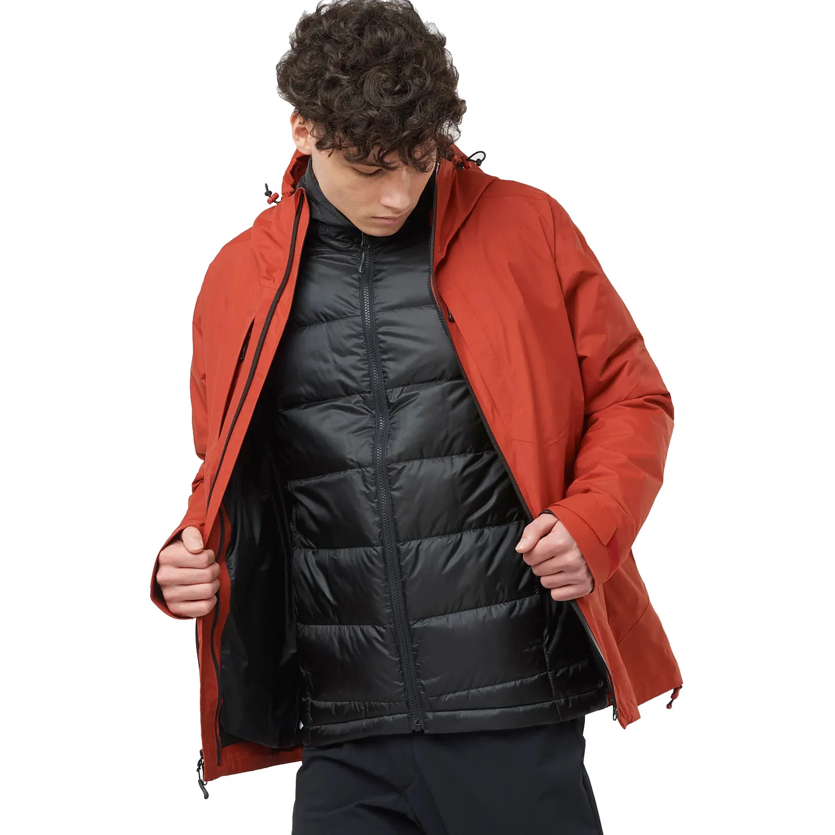 OEM custom winter windproof 3 in 1 detachable down jacket waterproof outdoor insulated windbreaker hiking jackets