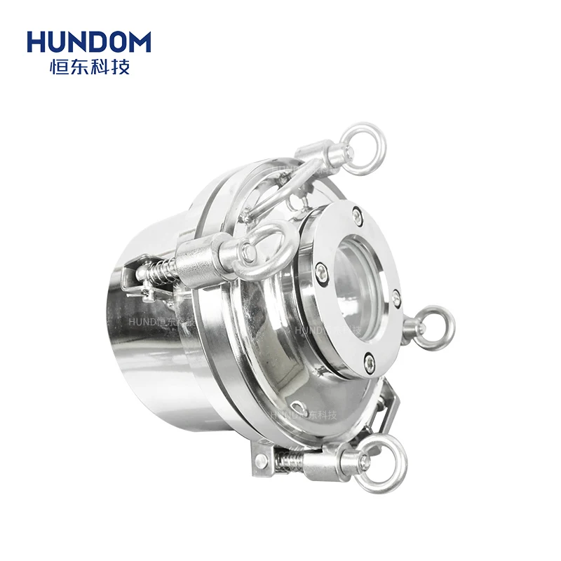 Stainless steel food grade manhole cover manway with sight glass top see sight manhole cover