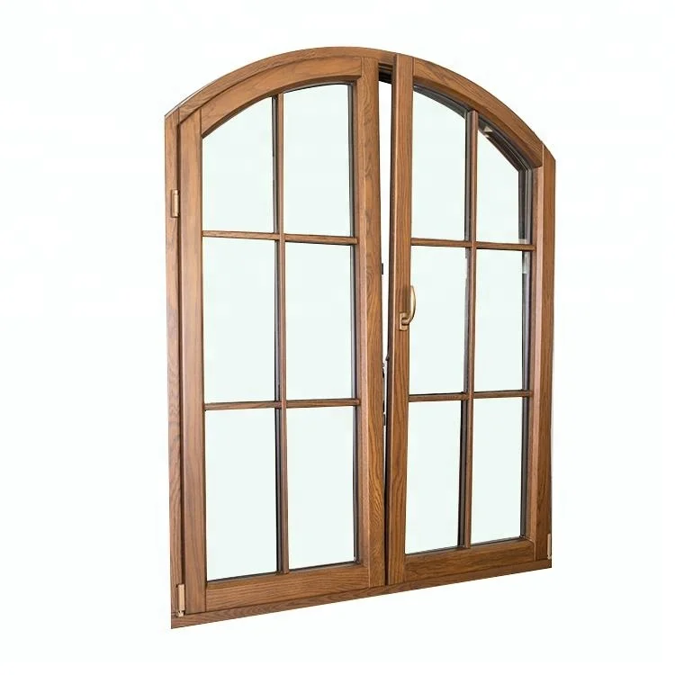 Windows Manufacturer Casement Inward Opening Aluminium Wood Arch Top Window