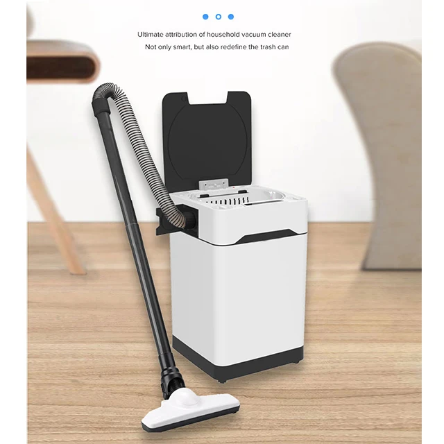 Portable Cordless Smart Vacuum Bin Multifunction Induction Trash Can Plastic for Office Bedroom Kitchen in Black & White 600W 6L