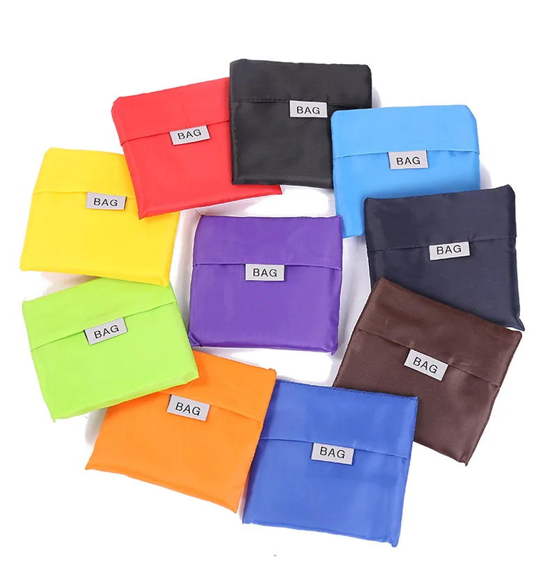 Wholesale Portable Large Thick Reusable Custom 190T Polyester Nylon Foldable Shopping Bag Eco-friendly Folding Shopping Bag