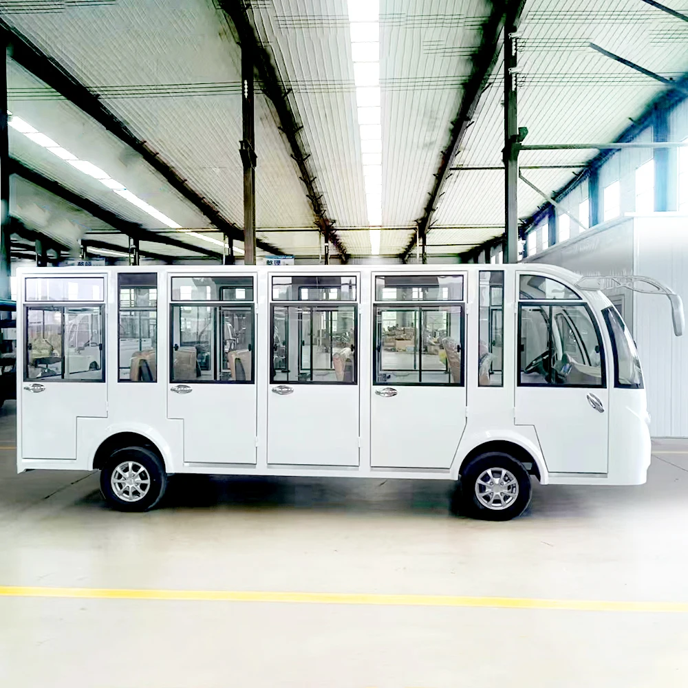 China Factory High Performance 72v 5kw 14 Passenger Electric Open Closed Sightseeing Bus Fully Enclosed Electric Shuttle Bus