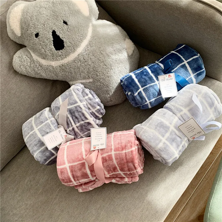 single soft plaid flannel korean blankets