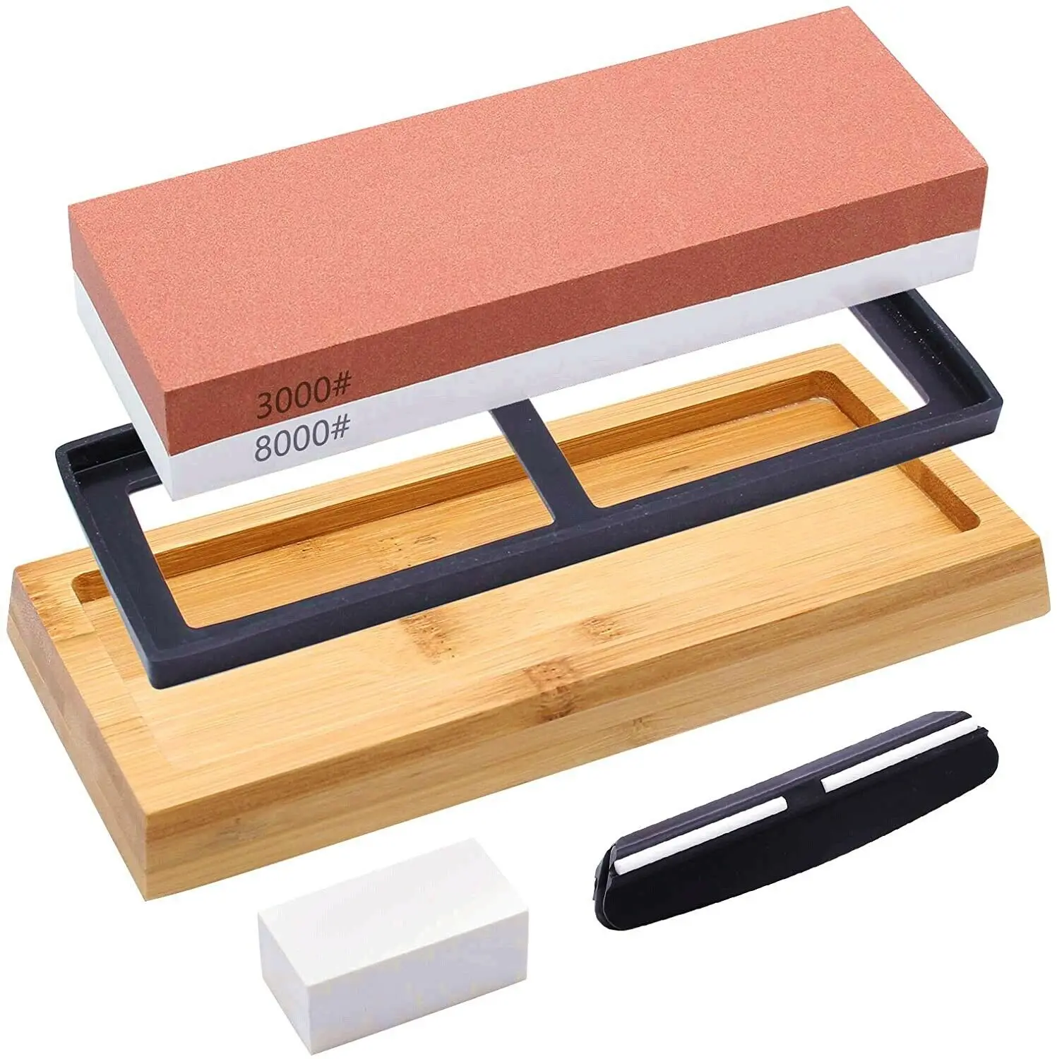 SATC 5 Pack Whetstone Set Dual Sharpening Water Stone 3000 8000 Grit Knife Sharpener