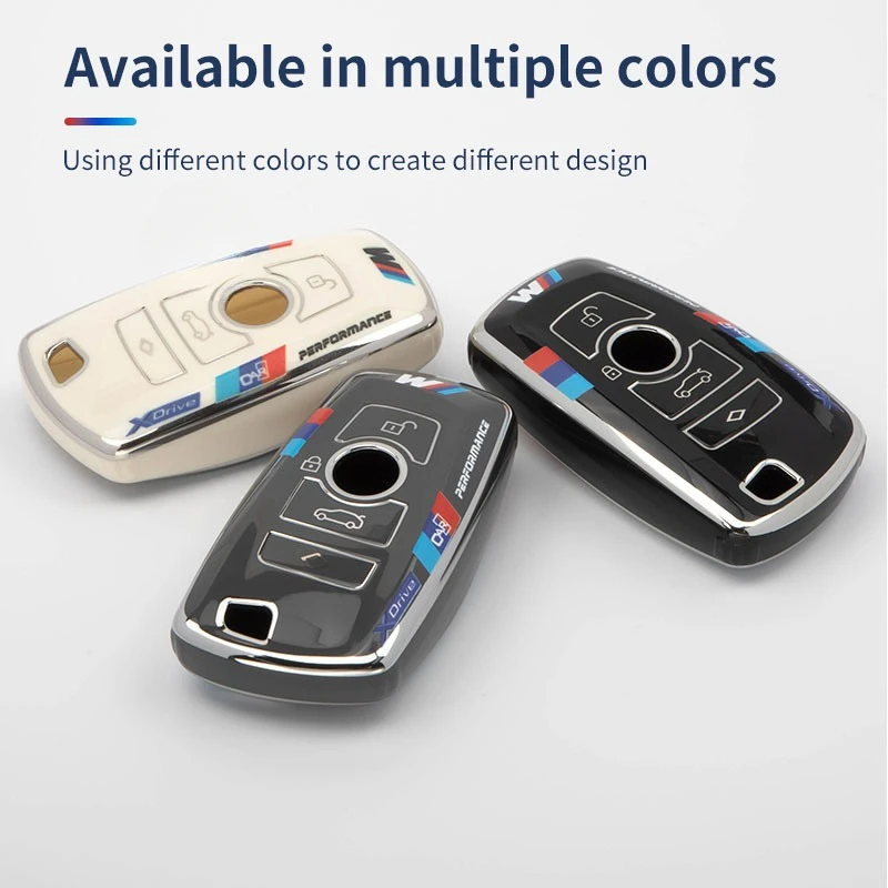 New BMW Car Key Case Accessories with Keyless Fob Protector Customizable TPU Key Cover Plastic and Zinc Alloy Keyholder