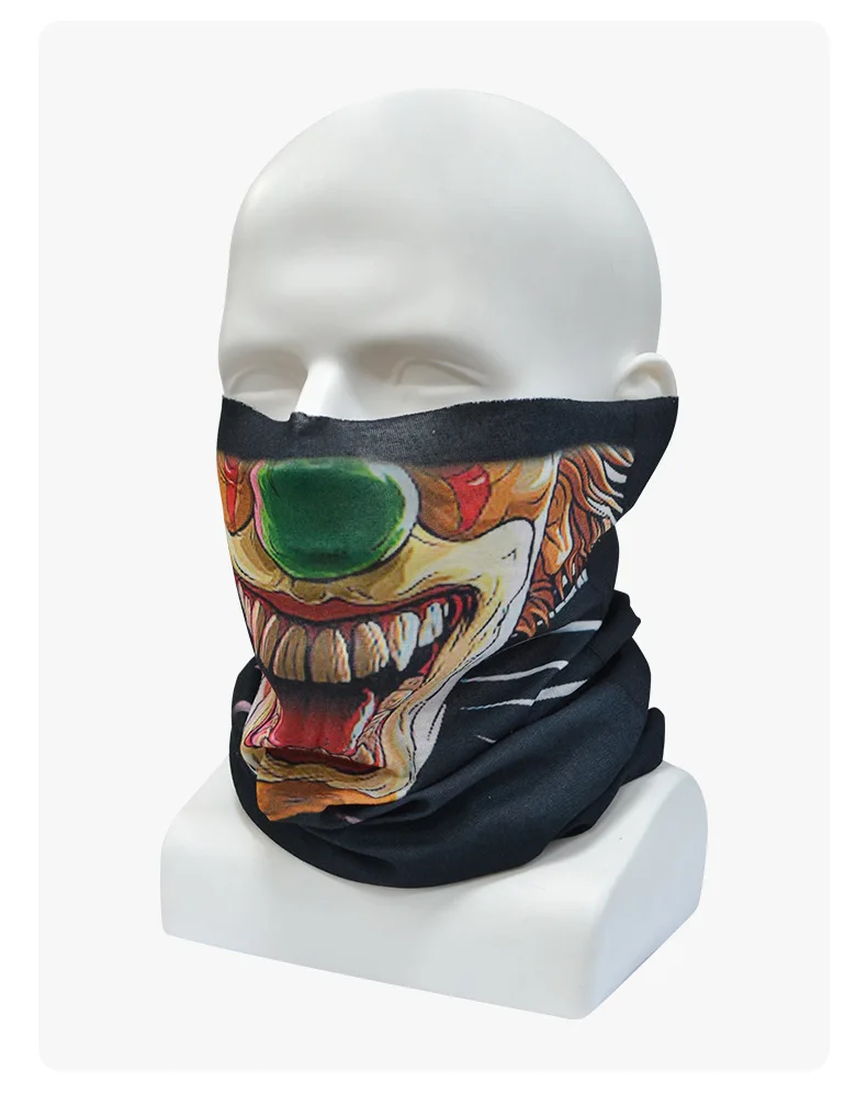 Stock Black Headwear Neck Gaiter Face Scarf Wrap Tubular Skull Face Bandana