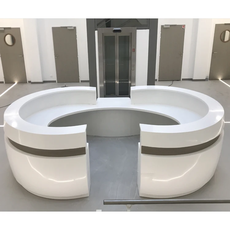 Customized Artificial Stone Large Office Gym Fitness Center Reception Area Desk for Sale