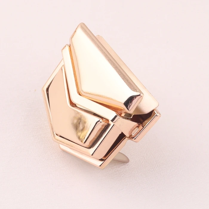 hot sale light gold color fancy metal handbag twist lock purse press push lock bag turn lock