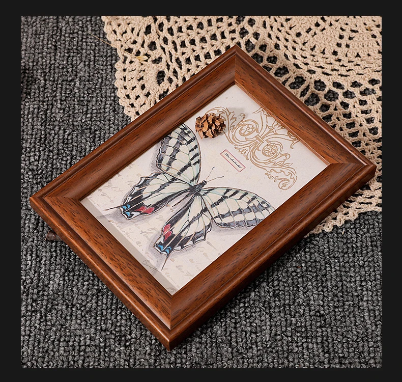 Vintage old retro Luxury American country style Table Stand Pictures Customized A4 Desktop walnut solid Wood Photo Frame