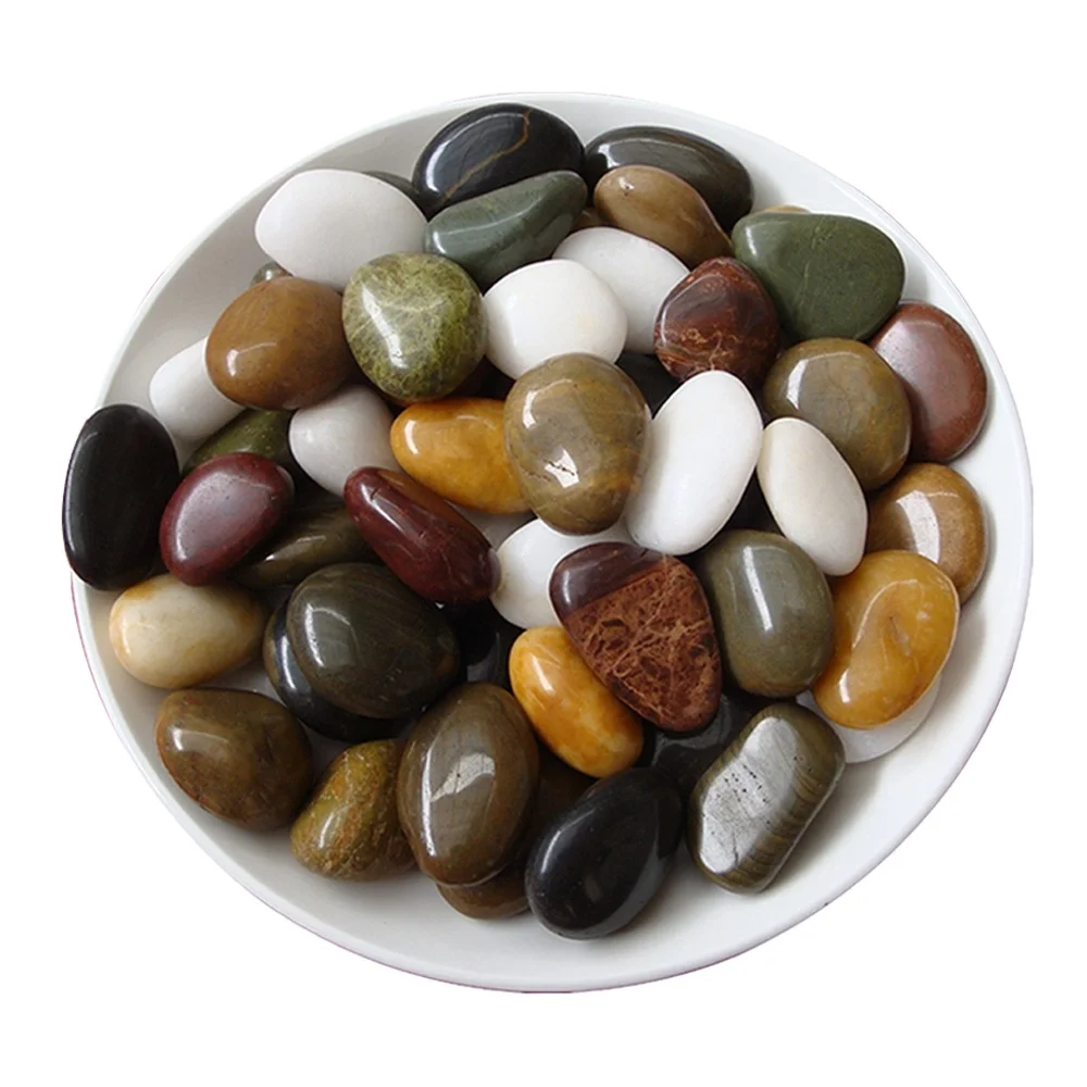 Mixed high  polished pebble stones used for decorating garden bonsai