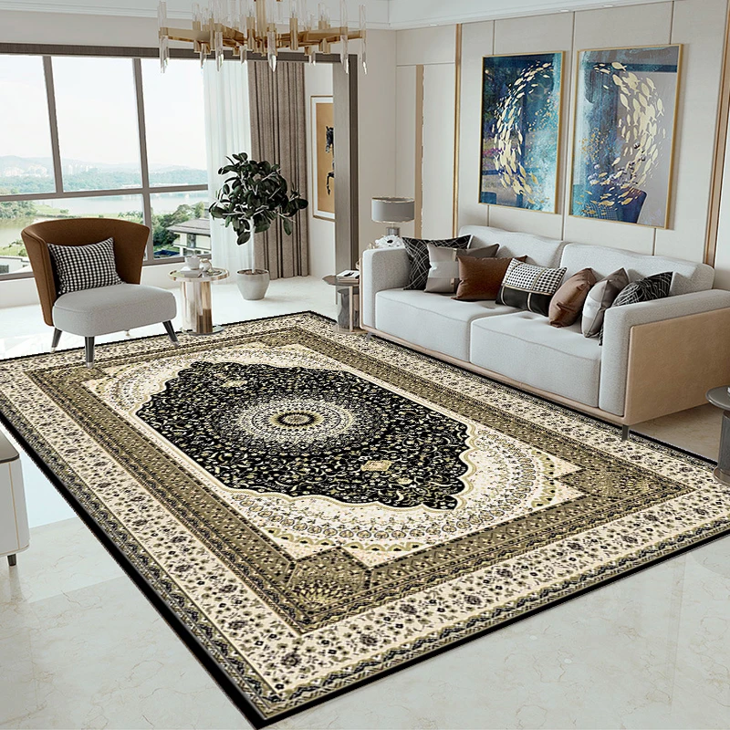 Hot Sell 3D Printed Carpet Custom Manufactures Golden Diamond Velvet Mat Home Persian Washable Shiny Area Carpet and Rug