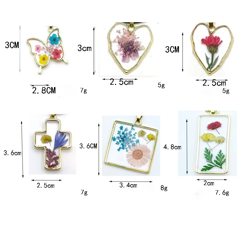 Hot-selling Simple Dried Flower Geometry Butterfly Heart Cross Shaped Pendant Necklace