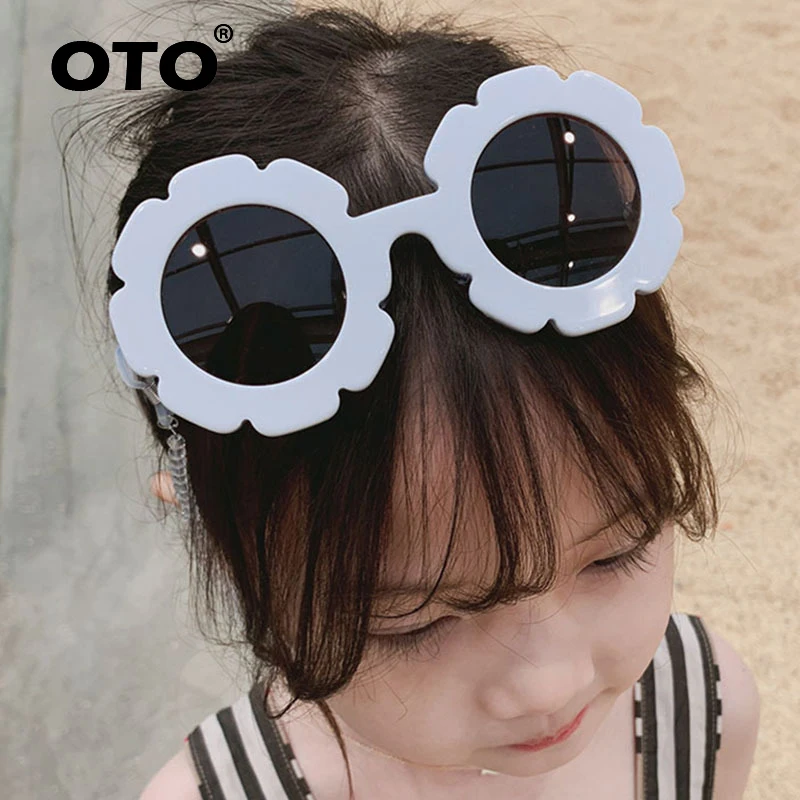 OTO 3-12 years old trendy children flower sunglasses kids round little girls with toddler kids sun glasses uv400