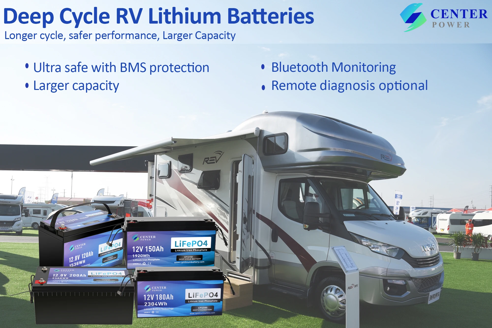 Lighter Smaller 5X Longer Service Life Recreational Vehicles 12V 300Ah Caravan Lithium Battery