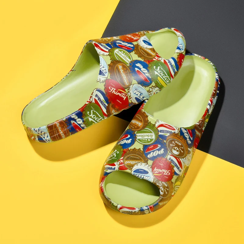 Ziitop Dropshipping Yeezy Slippers Graffiti Printing Slip Resistant Flip-flops Custom Mens flip flops