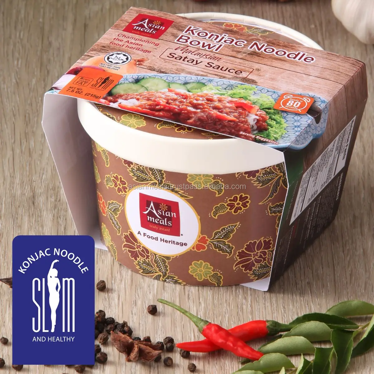  Лапша асианьская Konjac Yam миска халяльный Малайзийский соус Satay мгновенный Konnyaku