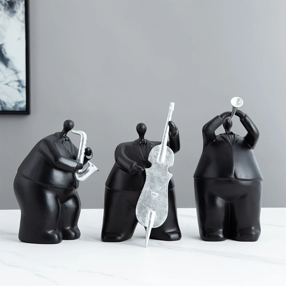 Nordic Abstract Character black Decoration Creative Home Ornament Drawing Room Office Decor gift Obese musician statue Sculpture