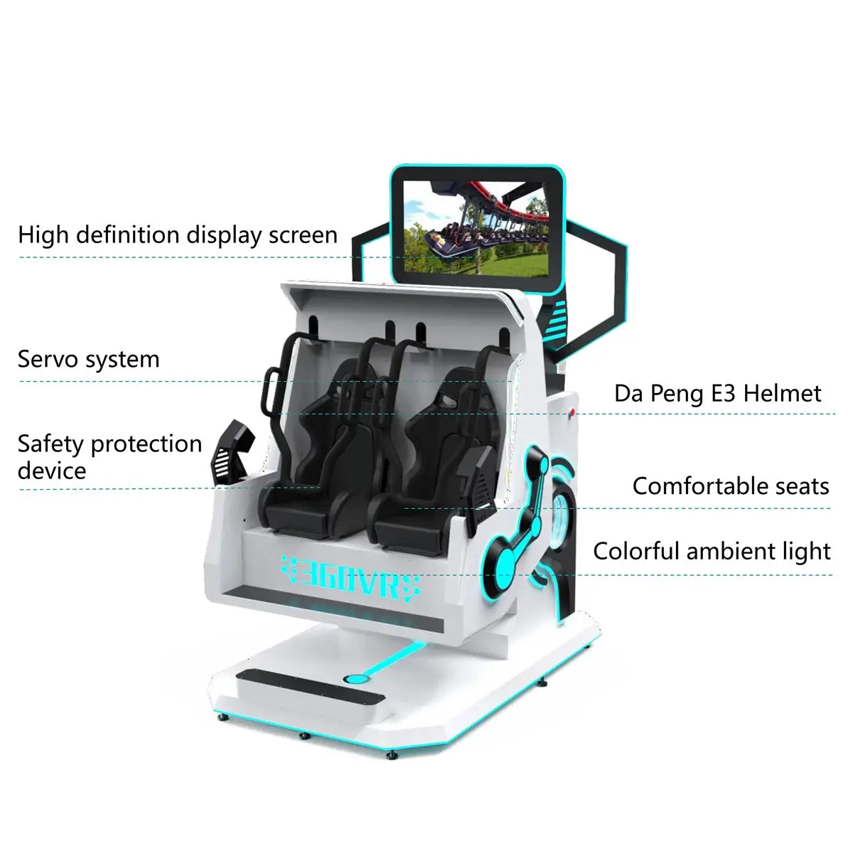 9D VR Virtual Reality Game Machine 2 Seats Roller Coaster Simul Capsule 360 Degree Arcade Game Dubai VR Cinema
